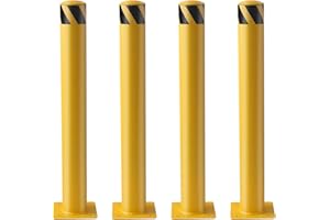 JTZFD Safety Bollard 4 Packs,36 Inche Height Steel Bollard Safety, 4.5 Inch Diameter Parking Bollard.Yellow Steel Bollard for Driveways, Parking Lots, Store Entrances and Sensitive Areas