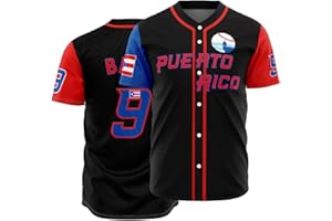 KUYBOBCEL Men's #9 Puerto Rico World Game Classic Baseball Jersey Shirts Stitched