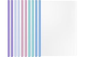 QUADAFY 10 Report folders with Clear Cover and Sliding Bar, A4 and Letter Size Report Covers, Presentation Folder Binder for School Business, Holds 70 Sheets (Light Multi-Color)