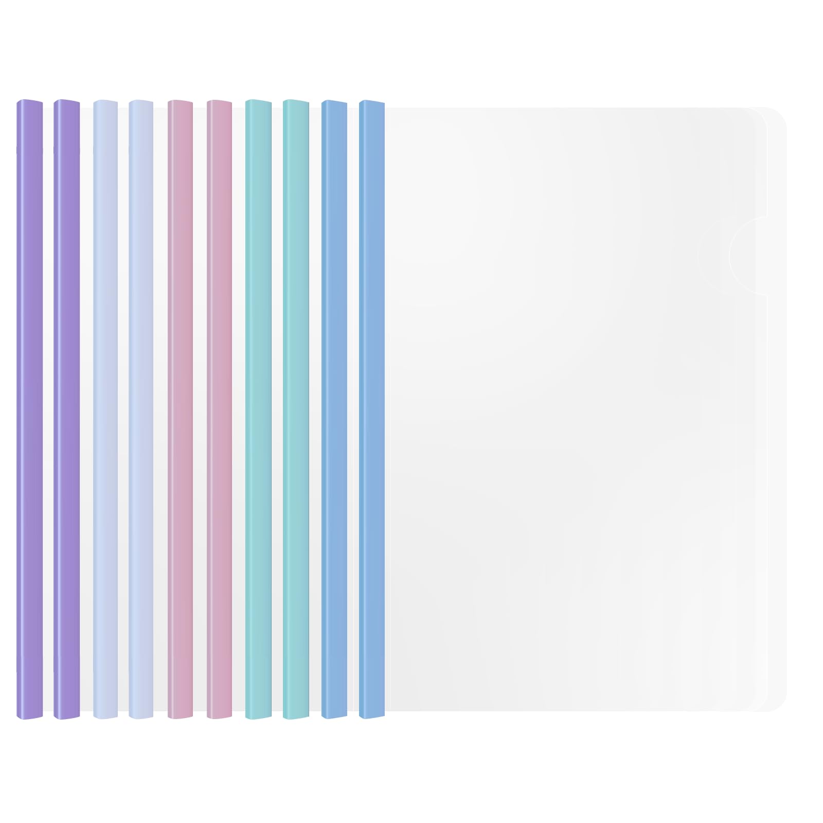 Photo 1 of 10 Report folders with Clear Cover and Sliding Bar, A4 and Letter Size Report Covers, Presentation Folder Binder for School Business, Holds 70 Sheets (Light Multi-Color)