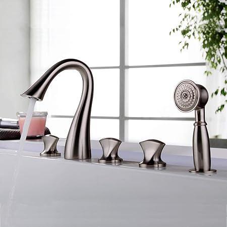 Jiuzhuo Sleek Design 5 Hole Roman Tub Bathroom Faucet Chrome