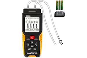 GOYERRNES Digital Manometer Dual Port Air Pressure Tester - HVAC Gas Pressure Gauge with 12 Selectable Units, 99 Data Storage
