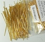 144 Head Pins .029dia X 2.25 Inch Gold Plating Over Brass Standard 21 Gauge Wire Beadsmith Headpins