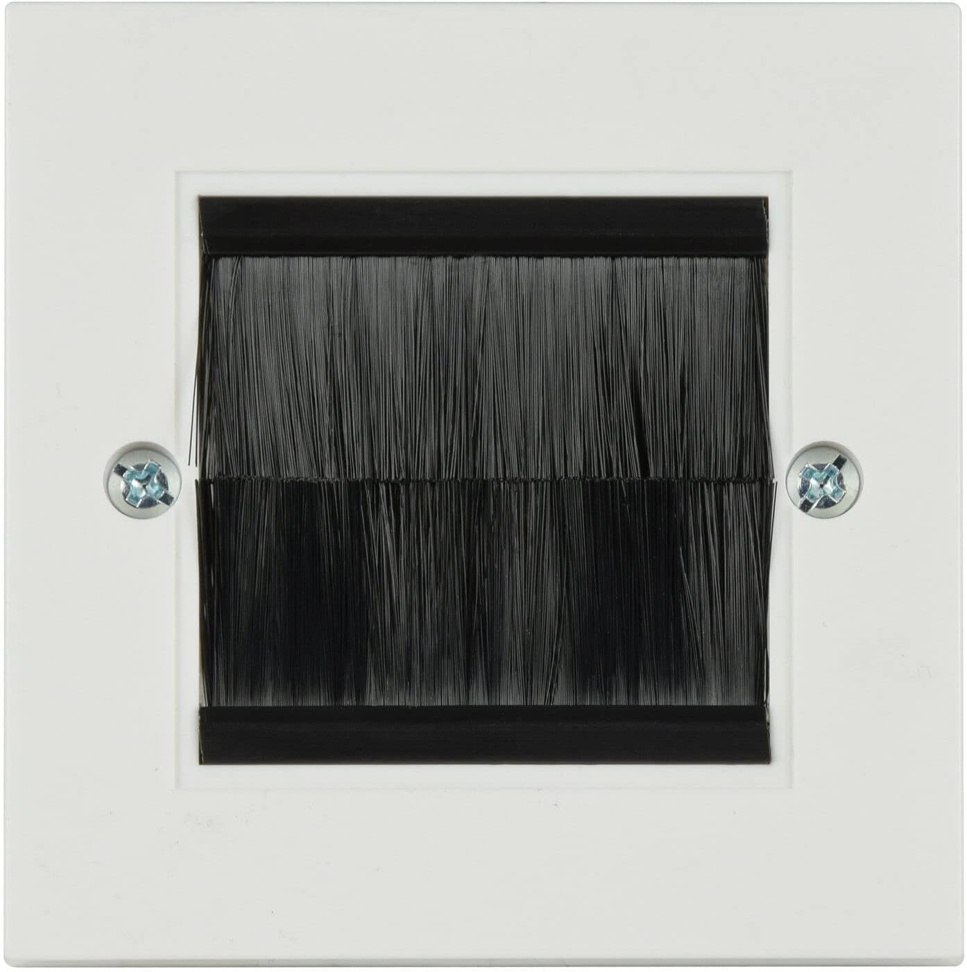 fiXte Single Gang Brush Plate for Cable Entry Exit White Face Plate with Black Brushes (2)