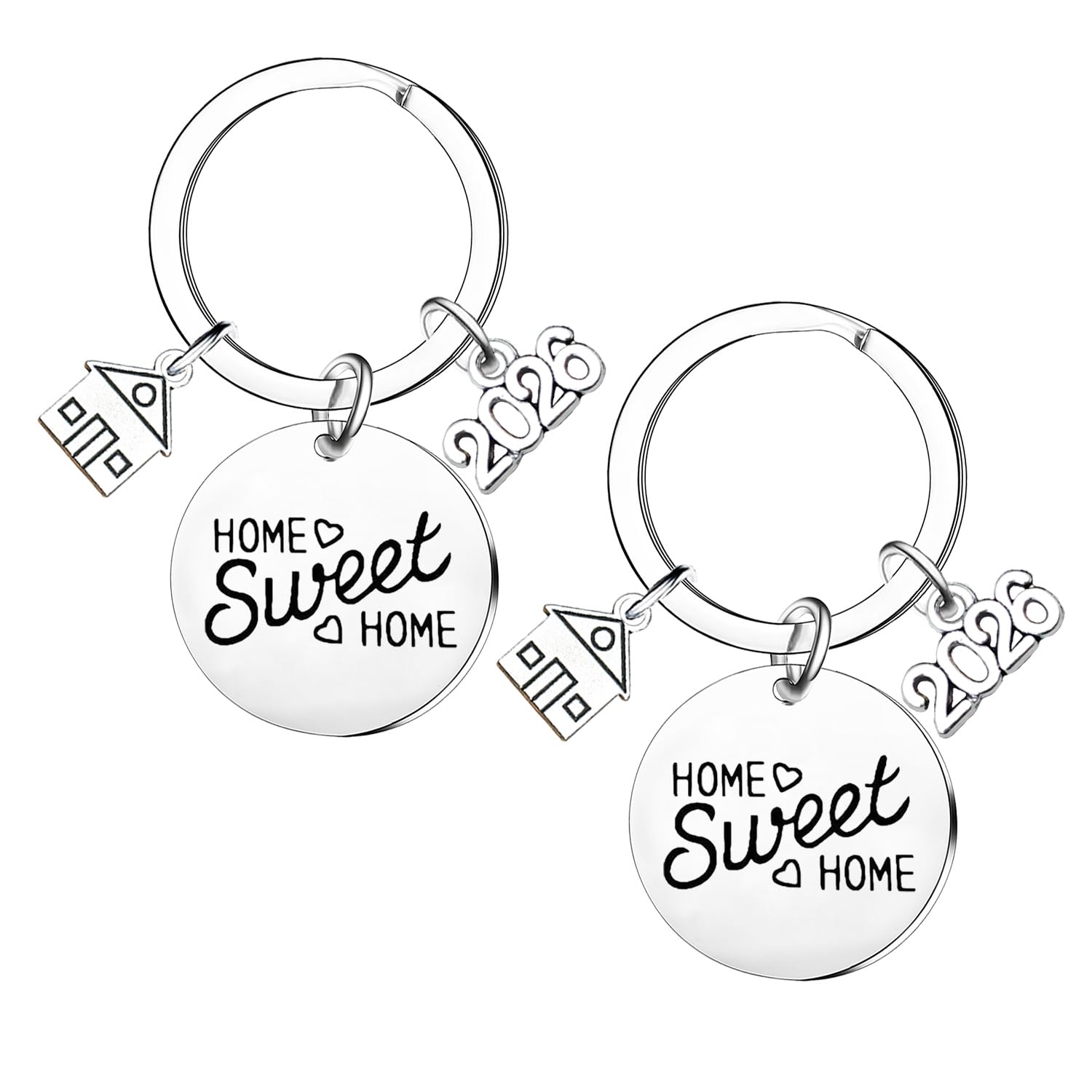 Nimteve 2PCs 2026 New Home Gifts Housewarming Gifts for New Homeowners Key Ring Home Sweet Home Gifts for Couple New House Moving Keyring Presents for Family Friends