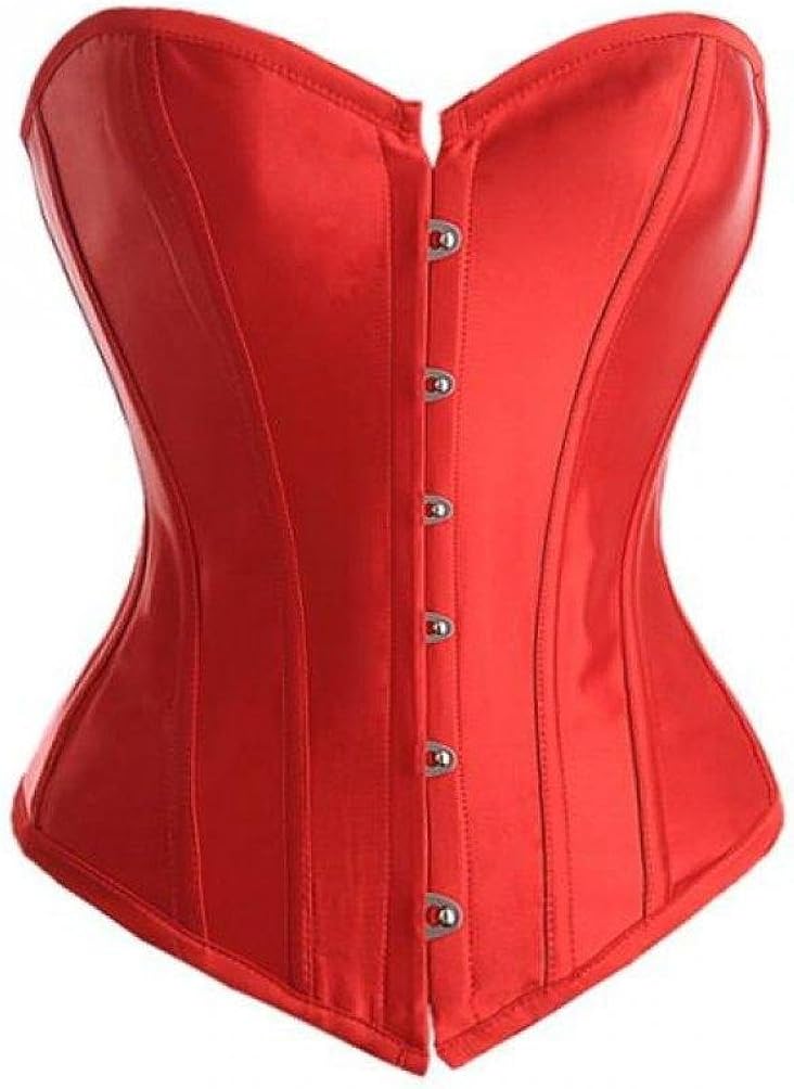 red satin corset top