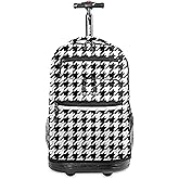 J World Sundance Laptop Rolling Backpack for Girls Boys. Roller Bookbag with Wheels, Houndstooth