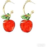 Apple Earrings for Women, Cute Red Apple Dangle Earrings, Fun Lightweight Jewelry Gift Idea for Her