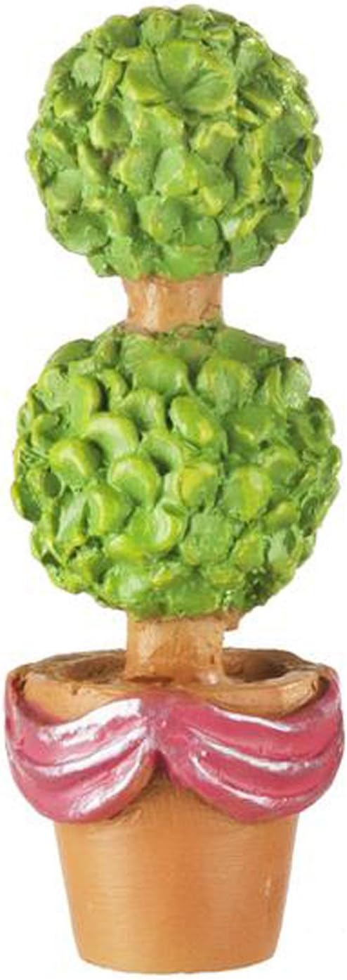 Miniature Potted Topiary Figurine With Red Drape - Easter Garden Fantasy by Ganz