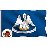 Louisiana State Flag 4X6 FT – Outdoor Decor Flags Vivid Color, All Weather, Double Stitched USA Louisiana LA State Flags，UV Resistant Polyester Flag with Sturdy Brass Ring. (4X6)