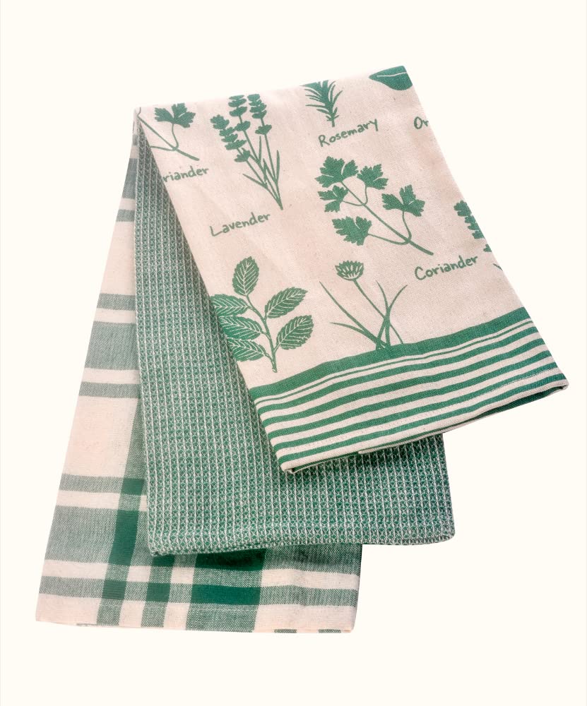 Kitchen Herb Set Of 3 Tea Towel 45 X65Cm