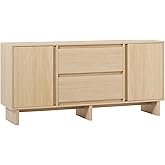 Walker Edison Modern Beveled 2-Door, 2-Drawer Sideboard, 63 Inch, Coastal Oak