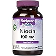 Bluebonnet Niacin 100mg Vitamin B3 Nicotinic Acid - Heart Health Support for Women & Men* - Non-GMO, Vegan, Kosher, Gluten-Free, Soy-Free, Dairy-Free Flush Niacin Supplement - 90 Vegetable Capsules