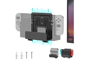 IRONDIY Wall Mount Bracket Compatible for Nintendo Switch 1 and 2, Adjustable Width (1.9"-2.99") Switch Holder,Easy Install,Adjustable Cable Box Wall Mount Bracket