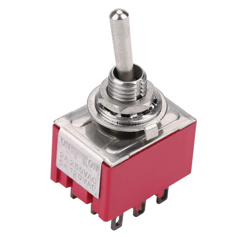 5Pcs ON-ON Toggle Switch 2 Position Toggle Switch 3PDT 9-Pin ON-ON Toggle Switch 6mm 2A/250VAC 5A/120VAC for Automobile, Home Appliance, Industrial Control