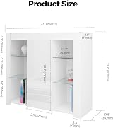 Panana Sideboard Cupboard Unit with 4 Glass Shelves RGB LED White view 5