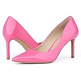 JENN ARDOR Women's Comfortable Stiletto Pumps 3 inch Elegant Gorgeous Closed Pointed Toe Slip On Solid High Heels for Ladies Wedding Dress Shoes