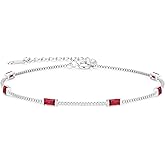 LOUISA SECRET Birthstone Bracelets for Women, 925 Sterling Silver Dainty Simple Women Charm Link Bracelet, Birthday Anniversary Jewelry Gifts for Women Wife Mom Her