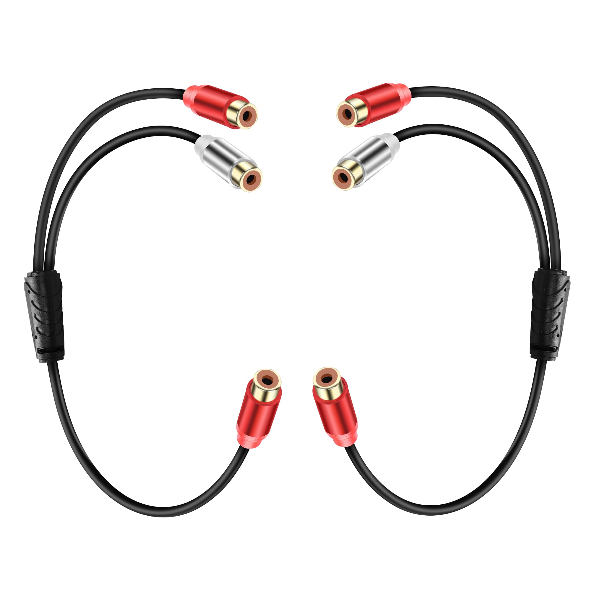 JSADZKJ RCA Stereo Y Splitter Cable 1 RCA Female to 2 RCA Female Subwoofer Auxiliary Audio Cable RCA Audio Adapter Extender Cord for Subwoofer Amplifier Hi-Fi System Home Theater 0.98FT (2PCS)