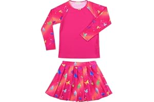 MODAFANS Girls Tennis Golf Pickball Dress Athletic Outfits Kids Tank Top and Skorts Sets Longsleeve