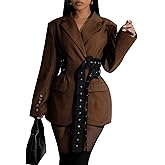 Tcremisa Blazers for Women Trendy 2026 Business Casual Long Sleeve Lace-Up Work Office Suit Jackets Slim Dress Coats