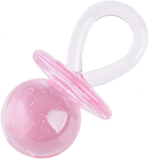 pink plastic pacifiers for baby shower