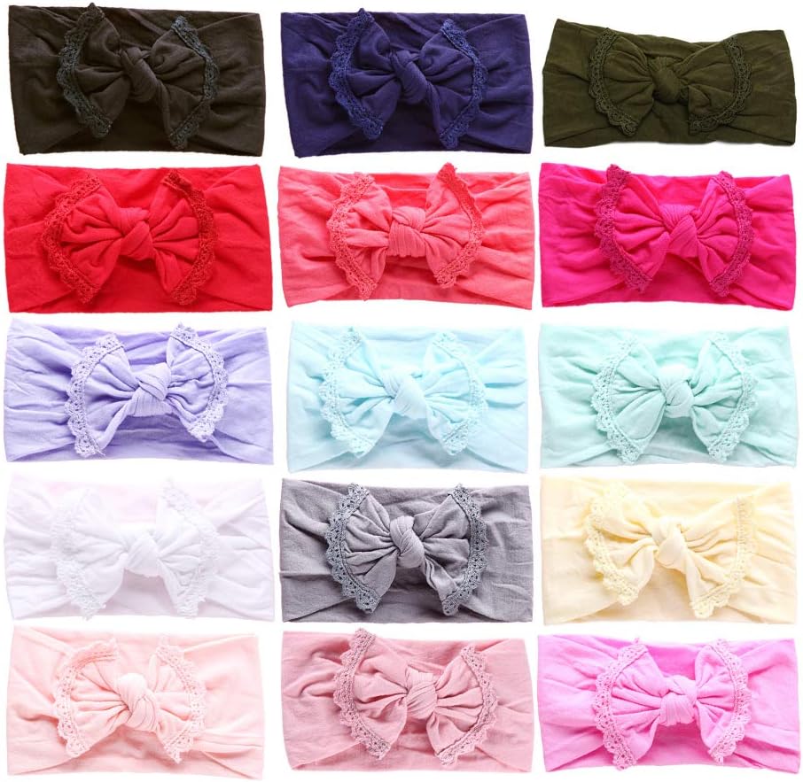 Nylon Topknot Headband Round Bun Head Wrap Soft Turban for Baby Pack of 12pcs