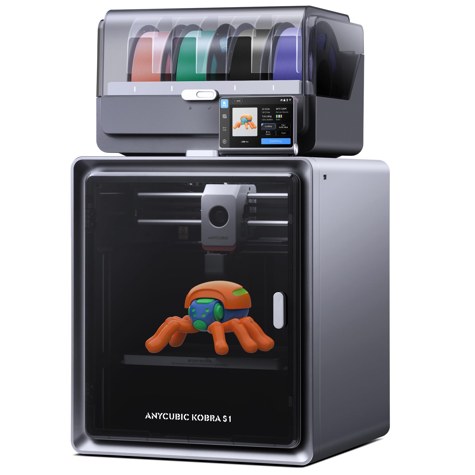 Photo 1 of (sold as used, unknown functional) Anycubic Multicolor 3D Printer, Kobra S1 Combo Core XY Stable Structure with Sealed Printing High Precision 600mm/s Fast Speed Auto Calibration Ideal for Precision and Efficiency 9.8"x9.8"x9.8"