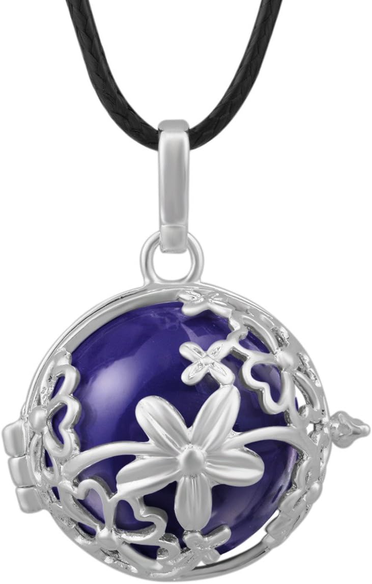 EUDORA Harmony Ball Women Pendant Necklace Floral Chime Sounds Mum to Be Gift