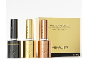 V VENALISA VENALISA No Wipe Gel Top Coat Matte Top and Base Coat Set 3 Pcs 10ML for Gel Nail Polish Long Lasting Soak Off Salon Manicure DIY at Home For Girls Women
