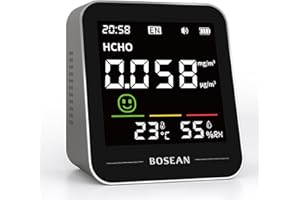 Formaldehyde Detector, 5 in 1 Indoor Air Quality Monitor, PM2.5, HCHO,Temperature and Humidity Meter, AQI Tester with LCD Col