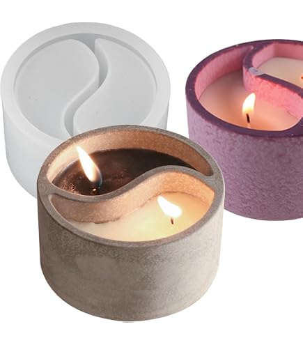 BOOWAN NICOLE Moule Silicone Bougie Ronde 255g Avec Couvercle – Réutilisable Béton Jesmonite