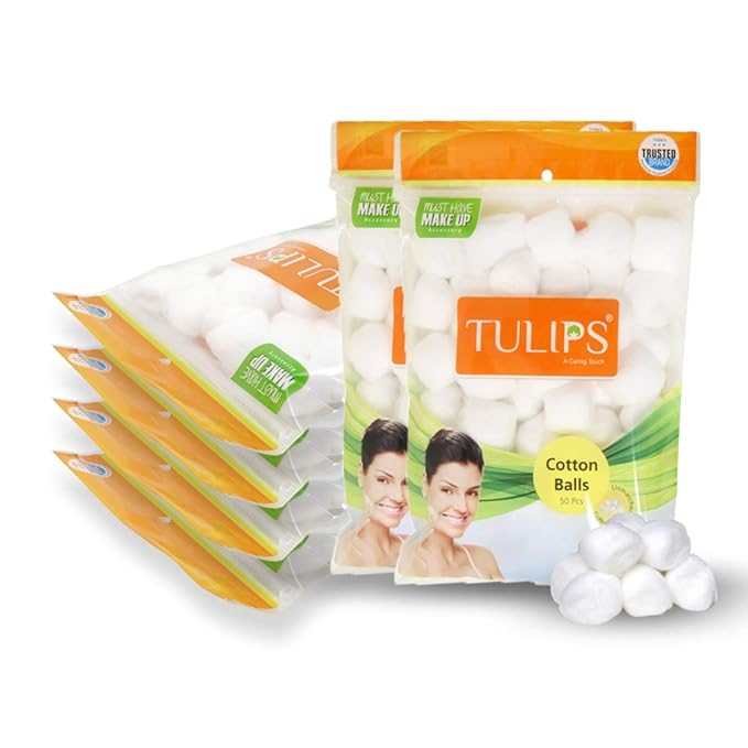 Buy Tulips 50 White Cotton Balls In A Ziplock Bag (Pack Of 6) Online at