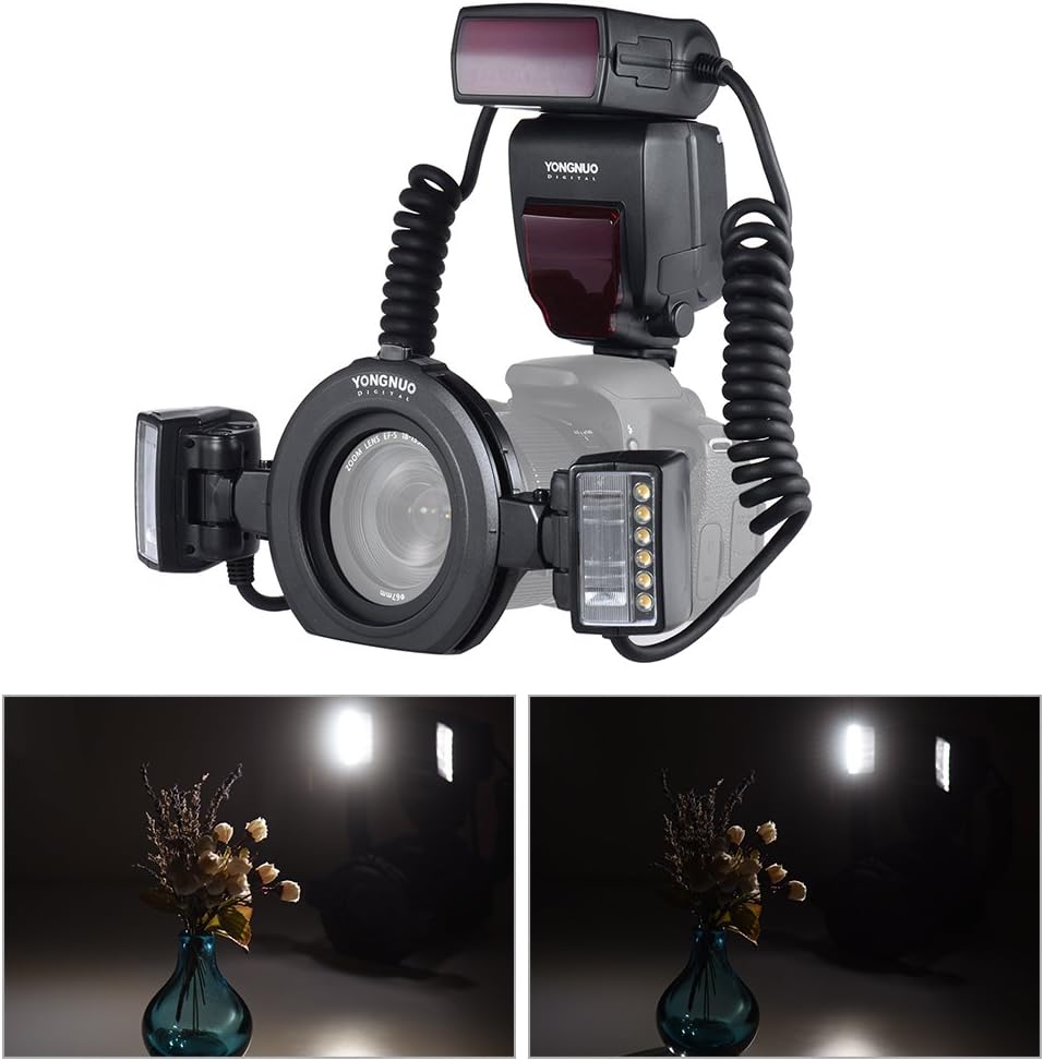 YONGNUO YN24EX E-TTL Macro Flash Speedlite 5600K with 2pcs Flash Heads and 4pcs Adapter Rings Compatible with Canon EOS 1Dx 5D3 6D 7D 70D 80D Cameras - Image 3