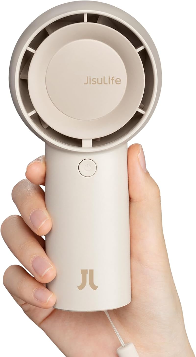 JISULIFE Handheld Turbo Fan 5 Speeds 4000mAh USB Rechargeable Brown