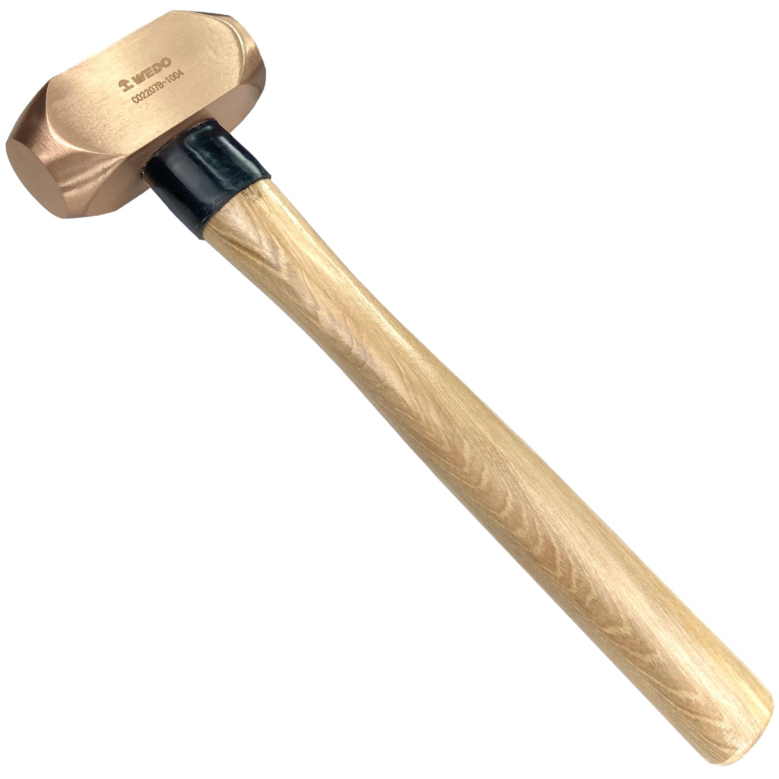 WEDO Copper Flat Hammer 1400g(3lb), Sledge Hammer with Hickory Wooden Handle, Length 400mm(16"), Die-Forged, Corrosion Resistant