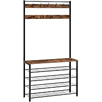 HOOBRO Hall Tree, Coat Rack with Shoe Rack, 39.4” Hall Tree with Bench, 5 Tier Shoe Storage Organizer with 9 Hooks for Entryw