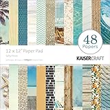Kaisercraft Paper Pad, 12 by 12-Inch, Sandy Toes Salty Kisses, 48-Pack