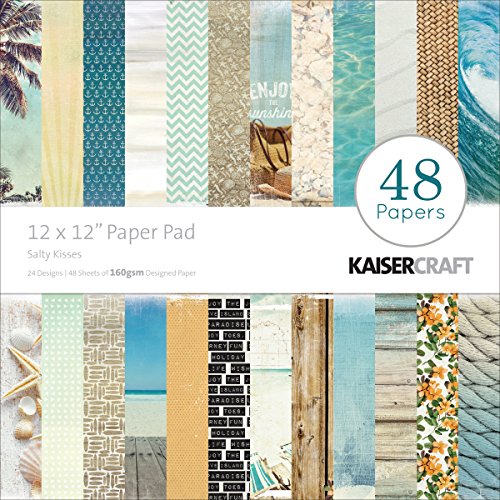Kaisercraft Paper Pad, 12 by 12-Inch, Sandy Toes Salty Kisses, 48-Pack