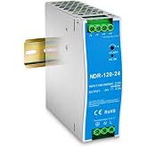 CXCESNS NDR-120-24 Din Rail Power Supply,120W 24V 5A AC to DC Converter | 100-240VAC Universal Input,with Voltage Adjust &amp; DC OK Indicator,4.92" x 4.92" x 1.65"