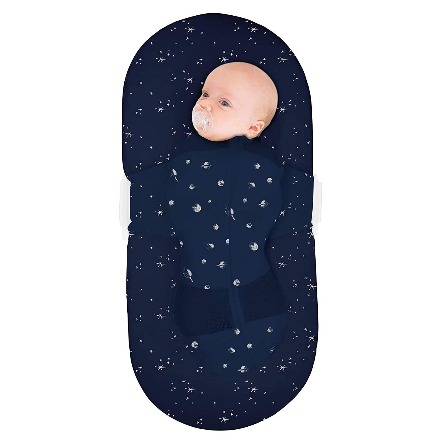 Happiest Baby SNOO Sleep Sack - 100% Organic Cotton Baby Swaddle Blanket - Doctor Designed Promotes Healthy Hip Development (Midnight Planets, Medium)