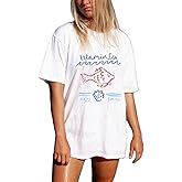 Women Teen Girls Oversized Graphic T Shirts Short Sleeve Aesthetic Baggy Top Y2K Summer Coastal Beach Tees