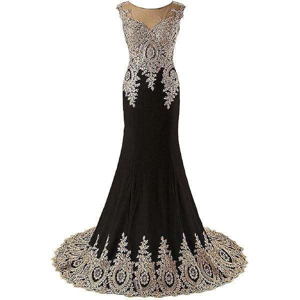 Amazon.com: Lemai Women's Spandex Sheer Long Sleeves Gold Lace Mermaid  Formal Evening Prom Dresses Black US2 : Clothing, Shoes & Jewelry