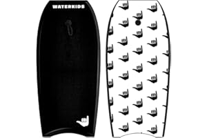 WATERKIDS Kids Bodyboard 36" Childrens Body Board & Leash, Stylish Graphics, Lightweight Soft Top Bodyboard, EPS Foam Core, HDPE Slick Bottom & Included Wrist Leash, Great for Kids and Youth Surfers