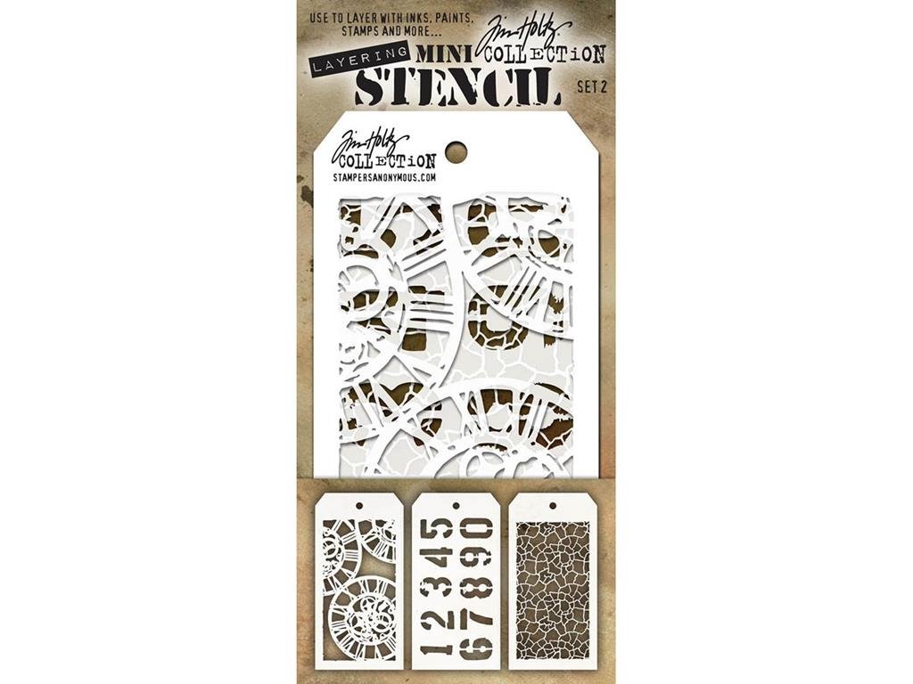 Stampers Anonymous Tim Holtz Mini Layered Stencil Set #2,Multicolor,8.61x21x0.2 cm