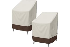 Amazon Basics Outdoor Patio Chair Covers Waterproof, Anti-UV, Durable, Set of 2, Beige/Tan