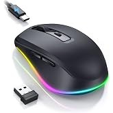 PEIOUS Wireless Mouse Jiggler, LED Mouse with Built-in Mouse Mover, Black | Rechargeable, Silent Clicks, Adjustable DPI and Random Movement Keep Computers Awake for Work-Life Balance on Laptop/PC/Mac
