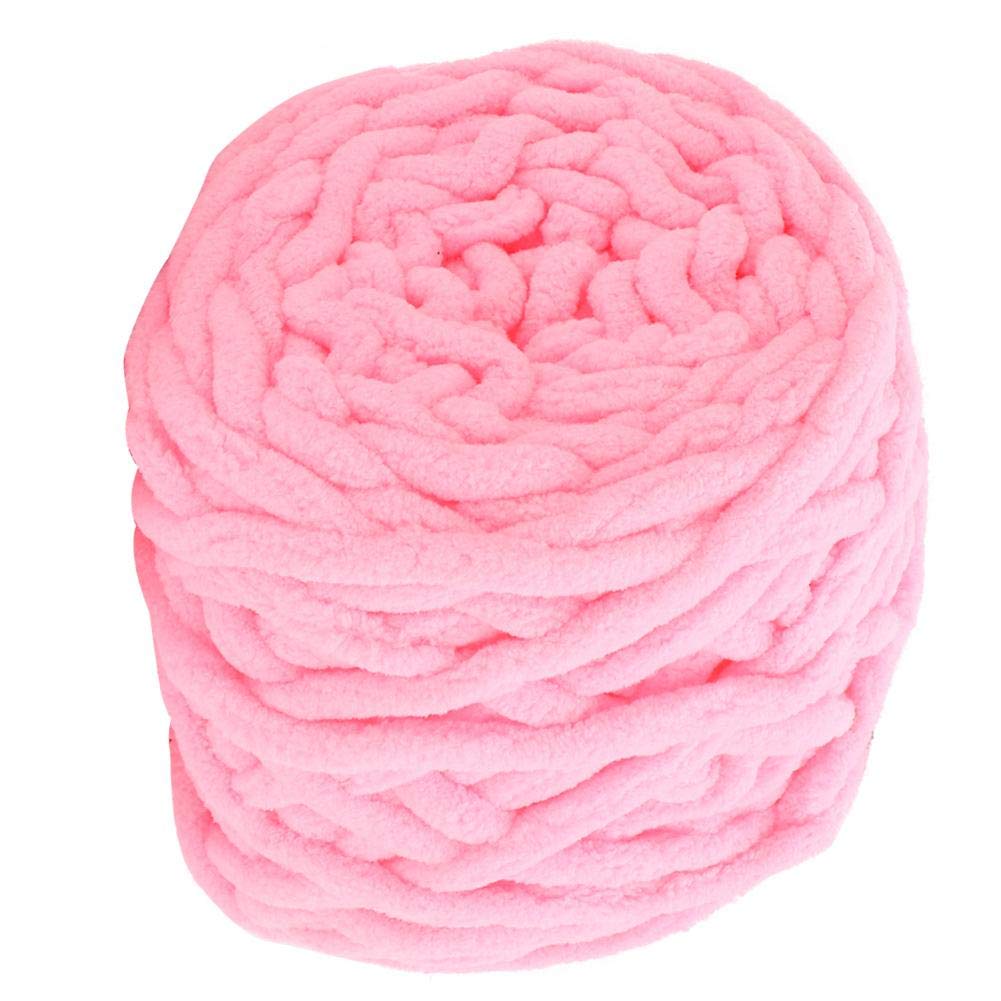 Chunky Yarn Knitting Thick Yarn Soft Colorful Braid Line Single Thick Ice Strip Yarn Floss for Weave Blanket Slipper(Pink)