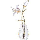 Crystal Lily Artificial Flower Decor Figurine with Vase,Crystal Vase for Flower ,Sunshine Catcher, Home Decor Ornament,Suitable for Bedroom and Living Room Decoration(Colorful-with Gift Box)