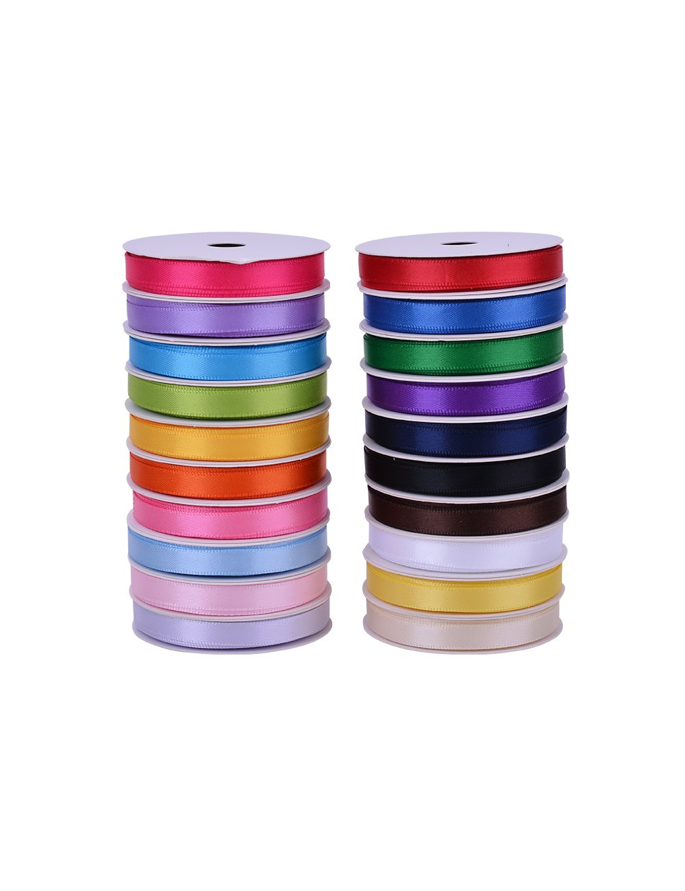 Ribest 1/4 Inch Solid Double Face Satin Ribbon Set for Gift Wrapping and Hair Accessories-100 Yards (5 Yards20 Colors)